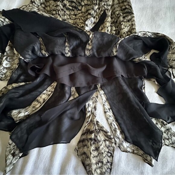 Dana Buchman Womens Silk Animal Print Handkerchief Midi Skirt Sz 10P Whimsigoth - Picture 4 of 13